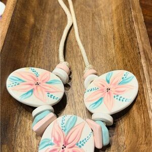 Floral Heart Necklace Handmade